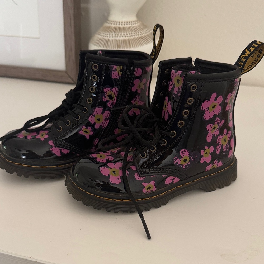 Floral Black Boots